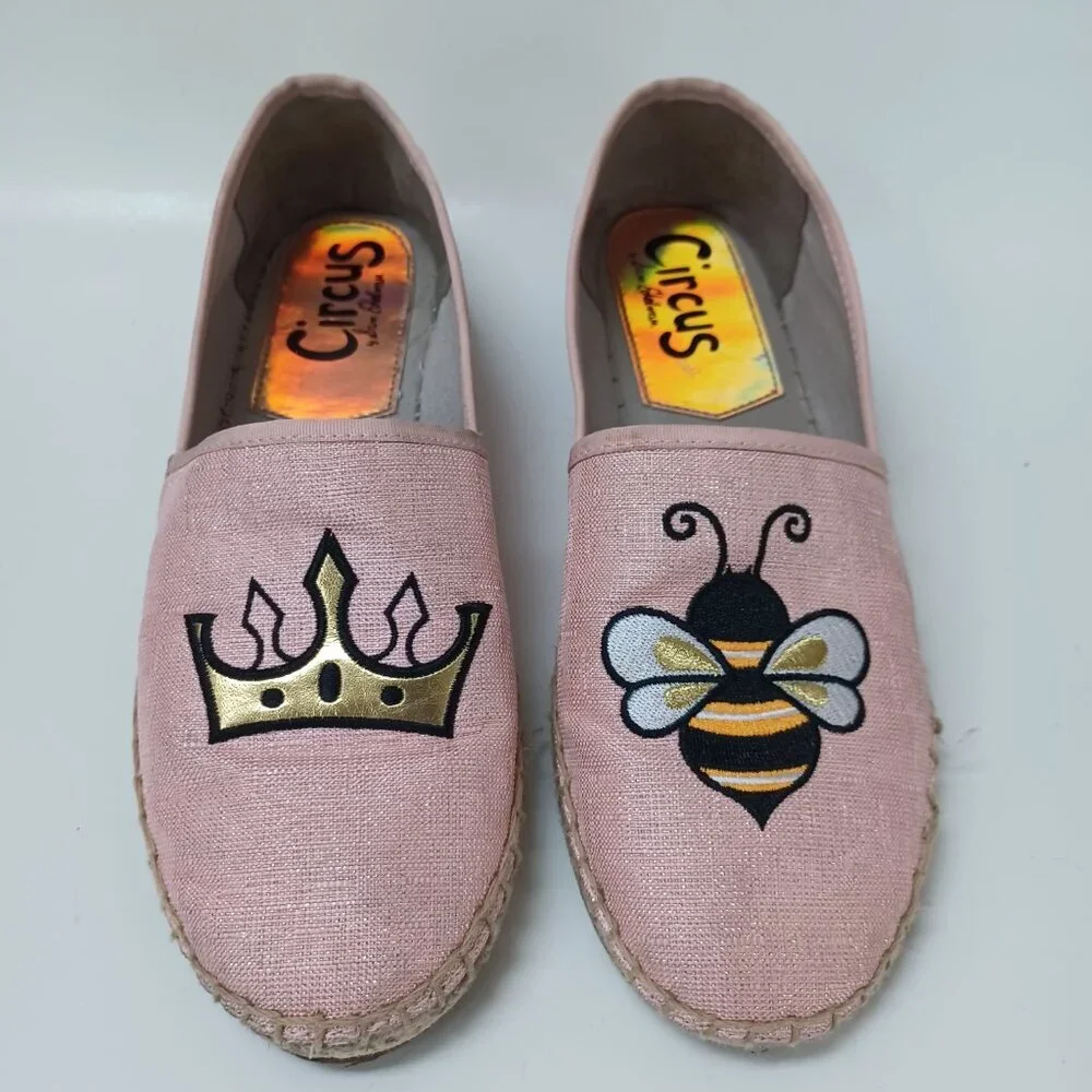 Circus by‎ Sam Edelman Queen Bee Leni Flats Pink Espadrille Slip On Womens 8.5